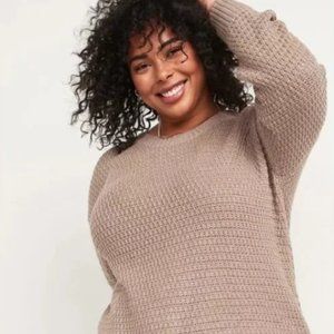 Old Navy Textured Cotton-Blend Tunic Sweater for Women Taupe